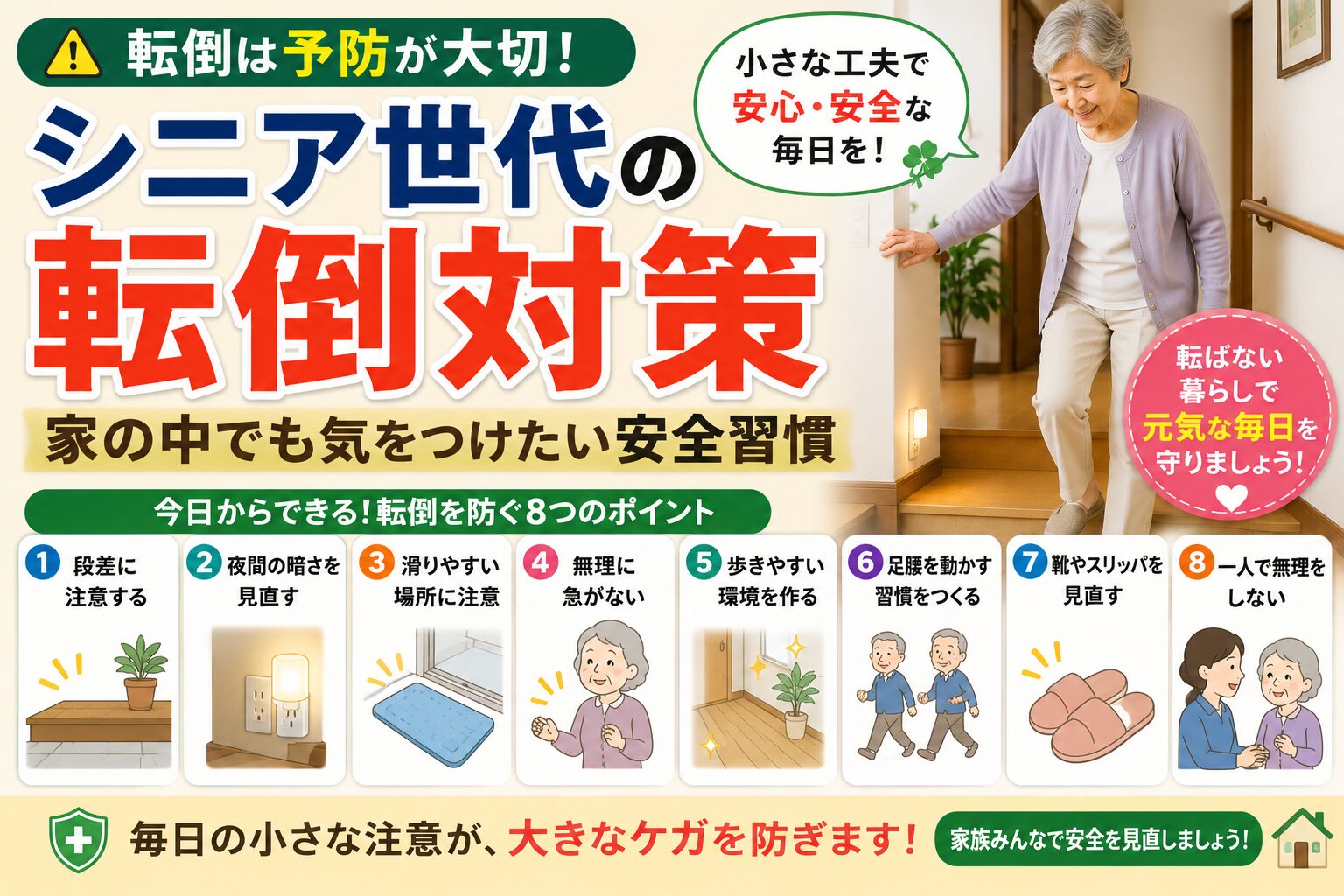 シニア世代の転倒対策｜家の中でも気をつけたい安全習慣