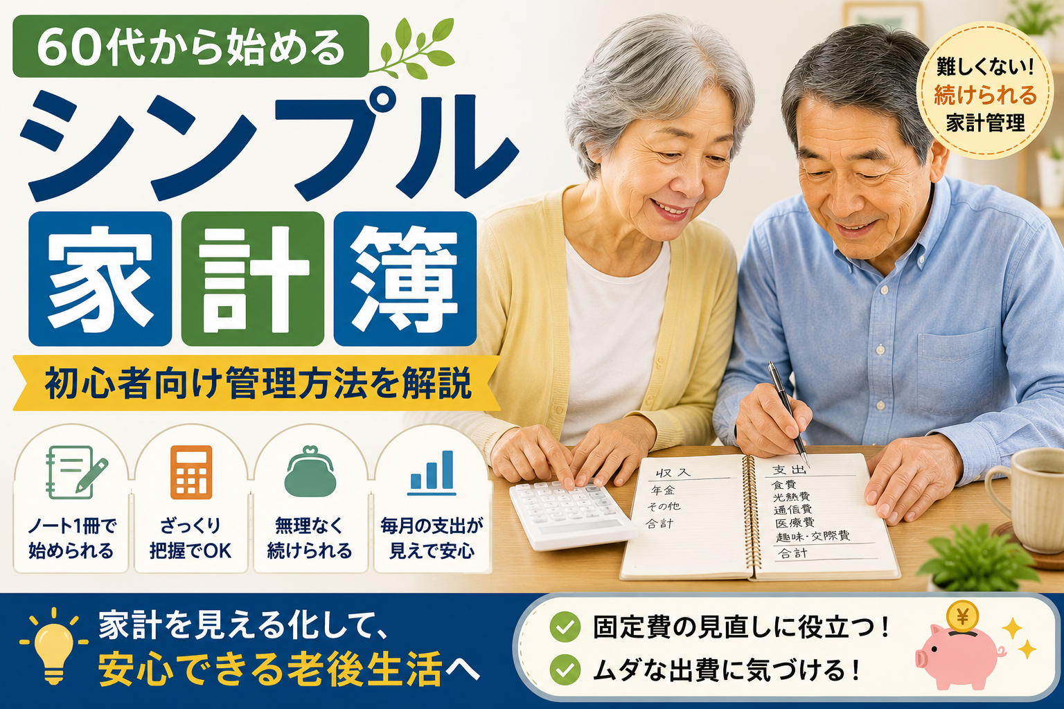 60代から始めるシンプル家計簿｜初心者向け管理方法を解説